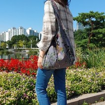 THE이랑 핸드메이드 빅플라워 꽃무늬 호보백 데일리 에코백 천 가방