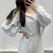 VANANA2 꾸안꾸 트레이닝 상의 세트 슬림핏 나시 크롭 후드집업 세트 4color