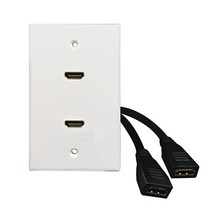 HDMI 월 플레이트 플라이 타이거 15.2cm 피그테일 내장 이더넷이 있는 유연한 고속 케이블 단일 콘센트 포트 인서트 1 포트브래킷 USA 미국, 2 Port