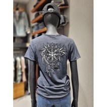 버커루 [2023 여름 50%특가전] [BUCKAROO JEANS] 여성라인 3컬러 고퀄 가먼트다잉 하트넥 스타일리쉬 / 뒷백판 크롬하츠 st. 포인트 날컷팅 반팔 티셔츠