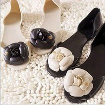 LQL9866391+1 젤리 여성 여름 동백꽃 리본 장식 플랫 슈즈 2종