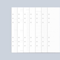 데이스테이션 A5 6공 바인더 다이어리 리필 속지 그리드 모눈 라인 도트 리스트 기본 노트, 100g