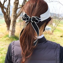 소공녀 롱리본 머리핀+머리끈 2개 세트 골프리본핀 헤어 악세사리, 블랙 Black, 1세트