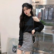 오픈숄더스타일 순욕 걸스 여성 디자인감각 보이핏 볼륨 예쁜 반팔셔츠 2022 일찍이 봄 블랙 쉬폰 3888445046