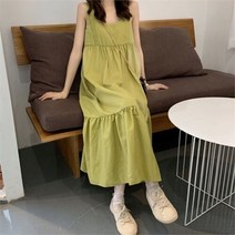셀러허브 여성패션 [오노마] ONM 체형커버 스퀘어넥 민소매 휴가지룩 캉캉 롱 원피스