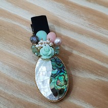 민트자개 집게핀 자개 원석 머리핀 헤어핀 핸드메이드