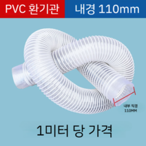 투명 호스 배관 PVC공업용 흡진관 투명신축호스 목공조각기 통풍관 플라스틱관 제진관 배기관, 내경110mm/m당개