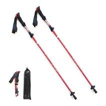 리브포어스 5단 접이식 초경량 등산스틱 2p + 스틱케이스, 레드