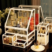 화장품 정리함 유리로 되어있는 고퀄리티 서랍식 화장품 정리대, 01오픈형화이트, 1개