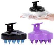 UCINNOVATE 2팩 헤어 두피 마사지기 샴푸 브러시 두피 각질 제거 브러시 실리콘 샤워 두피 스크러버 헤어 브러시 습식 드라이 빗 헤드 고무 케어 혈액 순환 개선 (블랙, Black Blue