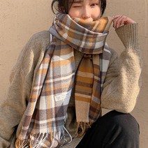 후암마켓 체크머플러 니트목도리 캐시미어라이크 겨울 숄 수술