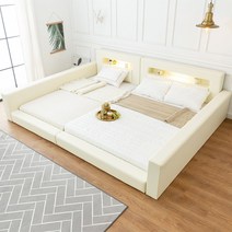 미코퍼니처 카밀라 저상형 패밀리침대 국내제작+본넬매트리스, 양쪽가드형_모카그레이, LED