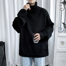 HXT 겨울 남성용 목폴라 스웨터 니트티 무지 소프트 심플 빅사이즈 M~8XL