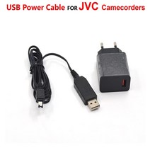 QC3.0 USB 전원 케이블 + 어댑터 JVC 캠코더 AP-V14 V15 V16 V18 AP-V19E AP-V20 V20E GR-DF430 DF450 MC20, 02 EU