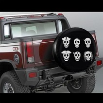 지프 카시트 커버Skull Spare Tire Cover Sugar 지프 스페어 타이어 커버 할로윈 선물 재미있는 백업 카메, 06 파란_03 16in