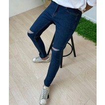 무파진 진청 스키니진 남자 사계절 데님청바지