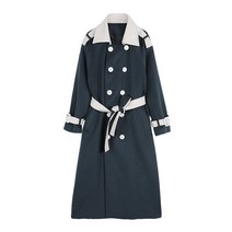 Mao유행 가을 겨울 우아한 모직 코트 여성 중반 길이 Overknee 새로운 한국 스타일 느슨한 두꺼운 녹색 모직 코트