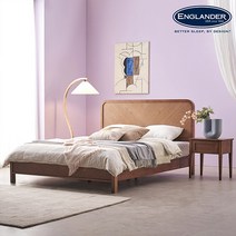 잉글랜더 메리미 헤링본 고무나무 원목 침대(Sweet Slumber 포켓 매트-K), 월넛+매트(GR), 침대+매트