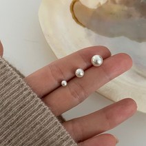국내제작 미니 직장인 면접 은 진주 귀걸이 은침 진주알 심플 기본 베이직 깔끔한 4 6 8 10 12 미리 진주귀