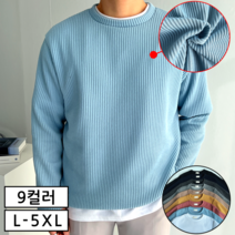 이브컴퍼니 두꺼운 오버핏 골지 니트 맨투맨 남자 티셔츠 빅사이즈 L-5XL 9컬러 (633-1)