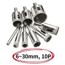 대리석 폴리싱 타일홀쏘 타공 천공 세라믹코어 기리 6-30mm 10P, 6-30mm 홀쏘 10개모음