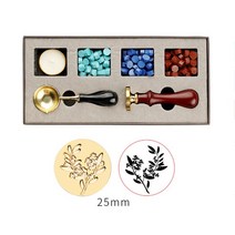 스탬프 왁스 상자 씰링 키트 저녁 식사 초대장 장식 DIY 빈티지 아트 공예 용품, 07 Plant