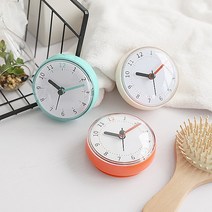 타일 거울 화장실 생활방수 흡착 욕실시계 벽걸이 샤워부스 무소음 헬스장 안떨어지는 식당, 오렌지