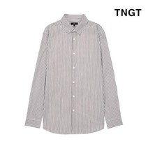 TNGT 95 사이즈 브라운 스트라이프 레귤러핏 면혼방 셔츠