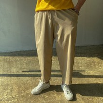미꼬장 남자 와이드 팬츠 배기 마린넨 스판 벌룬밴딩