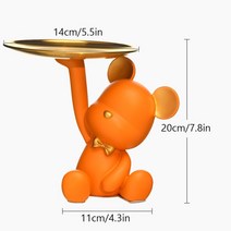 귀여운 곰 트레이 피규어 홈 거실 침실 키 스토리지 장식 사탕 컨테이너, C Orange