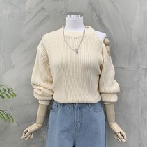 [봄신상무배]비너스 라운드 어깨 트임 니트