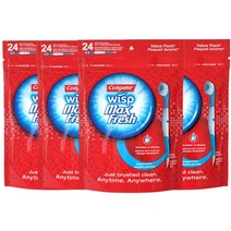 Colgate 맥스 프레시 일회용 미니 칫솔 페퍼민트 24개 4팩, 24 Count (Pack of 4)