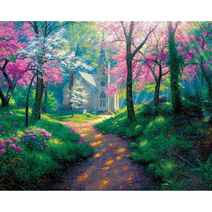 votgl 주얼리 십자수 DIY 세트 블랙 메탈 프레임 풍경 동물 꽃 인물 40x50cm, 030 풍경