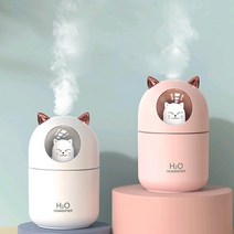 가디언 야옹이 미니 가습기 대용량 레인보우 무드등, 핑크