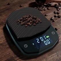 주방전자저울 미니전자저울 가정용전자저울 블랙 미러 기본 전자 저울 내장 자동 타이머 부어 에스프레소 스마트 커피 주방 3kg 홈 가전 제품, [01] TYPE-C charging, [01] 0.1-3Kg