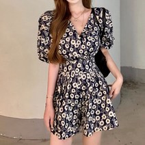 겟잇미 당일배송 플라워 랩 백리본 스트랩 점프수트