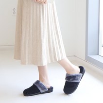 로딘스타 여성 통굽 앞막힌 발편한 겨울 털 방한 사무실 슬리퍼 터치