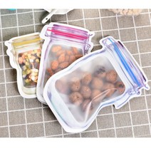 유리병지퍼팩 귀여운 세우는지퍼팩 간식소분 메이슨병밀봉백 3종세트, 휴대용밀봉백 3종