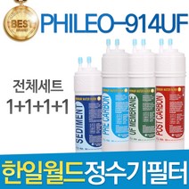 한일월드 필레오 PHILEO-914UF 고품질 정수기 필터 호환 전체세트, 선택1 - 전체세트(1+1+1+1=4개)