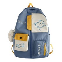 애완용 산책 이동 가방 켄넬 캐리어 눕눕백EST 2021 여성 배낭 새로운 카와이 패치 워크 대용량 방수 나일, 02 파란_01 Only Backpack