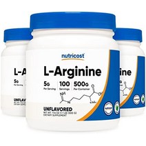 Nutricost 뉴트리코스트 L-아르기닌 5000mg 파우더 500g, 3 500g 병 (최고의 거래)