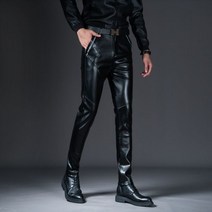 남자 가죽 바지 인조 팬츠 PU 캐주얼 슬림 핏 라이딩 바이크 락커 레자 글씨 클럽 나이트 댄서 OA2111299