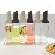클레로 사각 유리 오일병 세트 양념통 소스통, 스톤 그레이 5p +라벨지