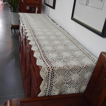 거실장 위에 까는것 손뜨개 레이스 테이블 보 커버 러너 식탁보, 40x120CM, 베이지