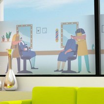 아트박스/꾸밈 pd933_m-무점착유리시트_남자전용미용실_글라스시트지