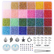 DIY 팔찌 쥬얼리에 대한 2mm 3mm 씨앗 비드 박스 세트 24 색 작은 공예 체코 비즈 키트 미니 액세서리, [18] 16000pcs 2MM