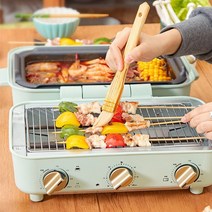 멀티그릴 전기생선 가정용 그릴 생선 다기능 전기 냄비 로스터 그릴 무연 스틱 프라이팬 바베큐 기계 철, 한개옵션0