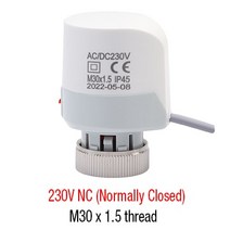 230V NO NC 전기 열 액추에이터 밸브 헤드 온도 조절기용 매니 폴드 언더 플로어 난방 라디에이터 정상, 09 A30 NC_01 230V NO