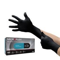 (안셀)마이크로플렉스 93-732i 미드나이트 터치 얇고 가벼운 블랙니트릴장갑 100장, 93-732i-XL