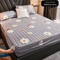 흙침대토퍼 차박 캠핑 토퍼 WOSTAR-두꺼운 퀼트 매트리스 보호 커버 침실 더블 침대 프린트 탄성 시트 스타일 킹